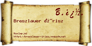 Breszlauer Írisz névjegykártya